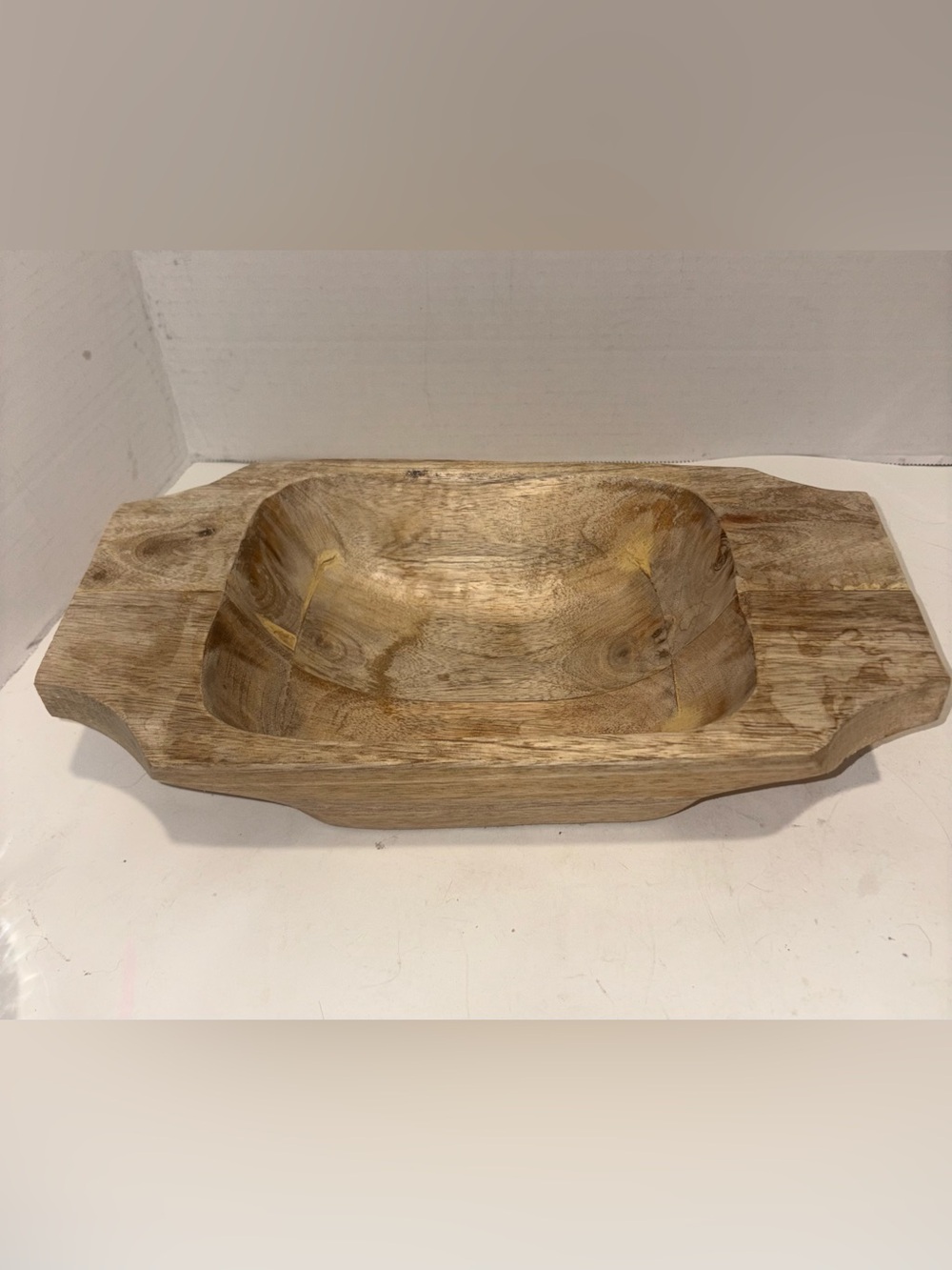 Handcrafted Natural Wood Dough Bowl - Natural- Mango Wood